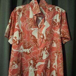 AMIRI Coral Graphic Button Down Shirt